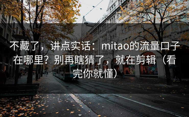 不藏了，讲点实话：mitao的流量口子在哪里？别再瞎猜了，就在剪辑（看完你就懂）