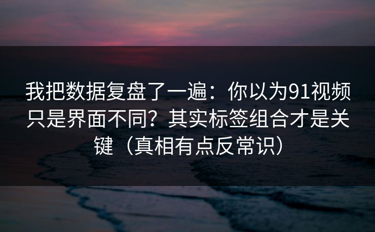 我把数据复盘了一遍：你以为91视频只是界面不同？其实标签组合才是关键（真相有点反常识）