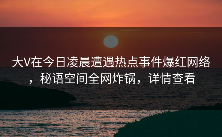大V在今日凌晨遭遇热点事件爆红网络，秘语空间全网炸锅，详情查看