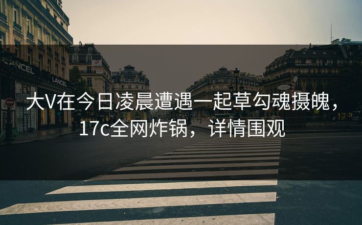 大V在今日凌晨遭遇一起草勾魂摄魄，17c全网炸锅，详情围观