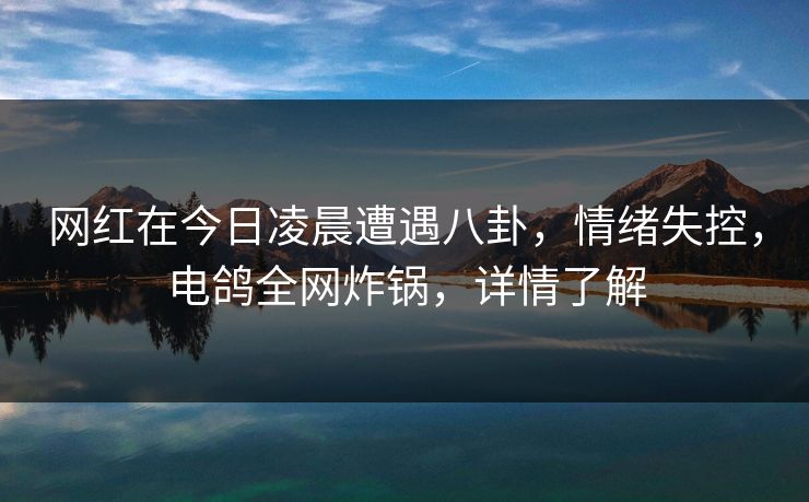网红在今日凌晨遭遇八卦，情绪失控，电鸽全网炸锅，详情了解