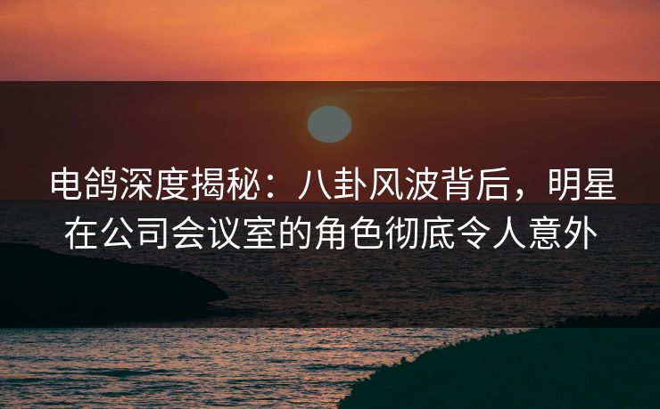 电鸽深度揭秘：八卦风波背后，明星在公司会议室的角色彻底令人意外