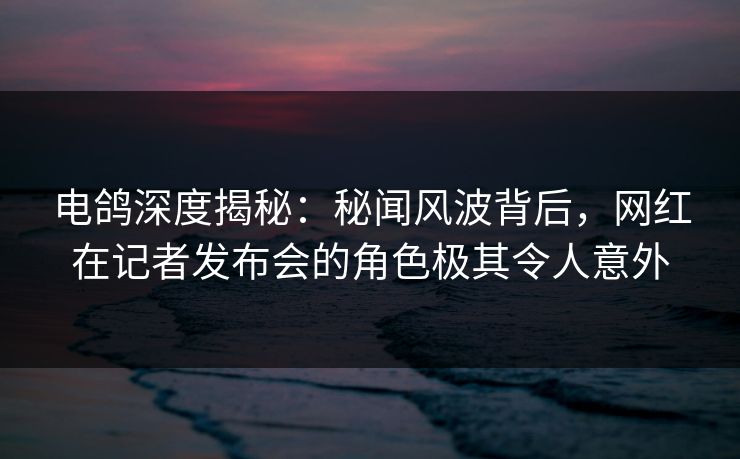 电鸽深度揭秘：秘闻风波背后，网红在记者发布会的角色极其令人意外